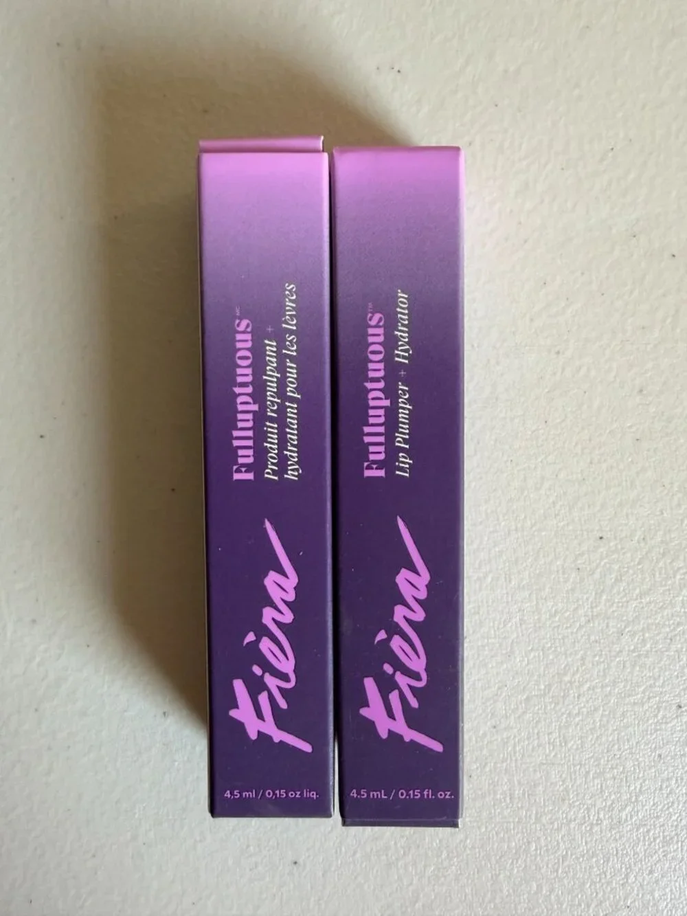 Open Box Set of 2 Fiera Fulluptuous Lip Plumper/Hydrator Lip Gloss .15 fl oz